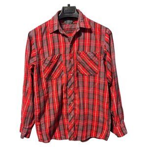 Vintage Hammill red plaid flannel shirt size medium mens‎